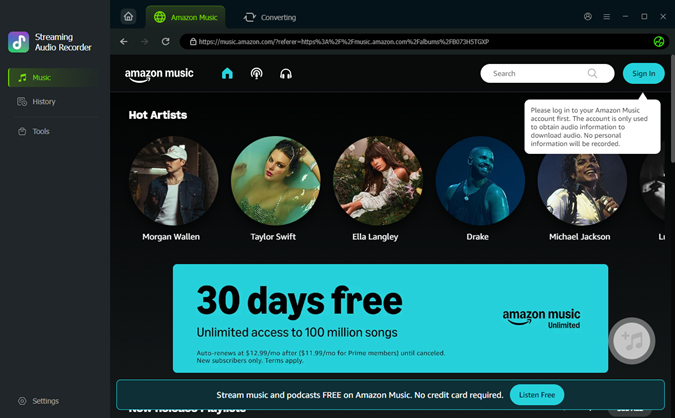 sign in amazon music account